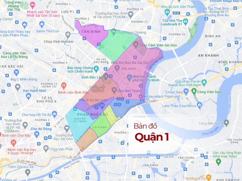 Bản đồ hành chính Quận 1, TP.HCM: Phường, đường phố cập nhật 2024