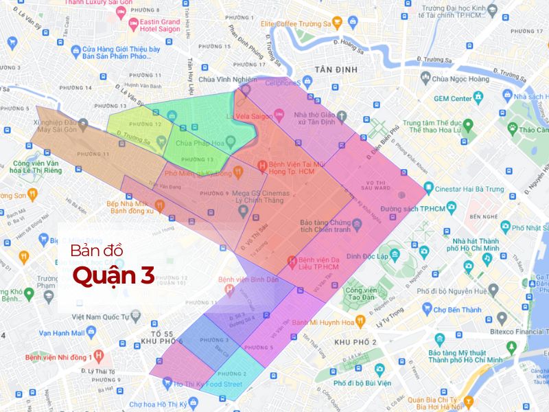 Bản đồ hành chính Quận 3, TP.HCM: Phường, đường phố cập nhật 2024