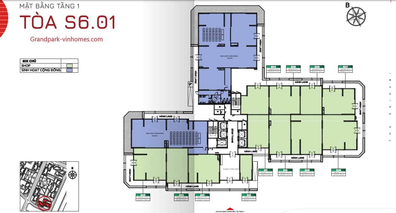 Căn hộ S601: Thiết kế 2 phòng ngủ, view thoáng, gần công viên