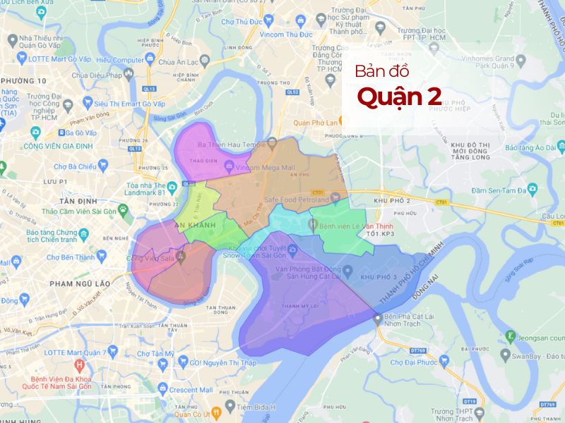 Quận 2 TP.HCM: Bản đồ hành chính, Phường & Khu vực